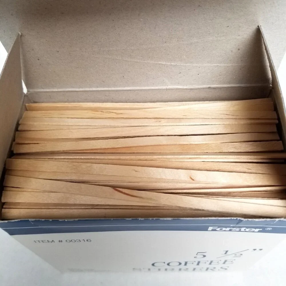 Forster Coffee Stirrers 1000 Count 5.5in White Birch Wood Square Ends